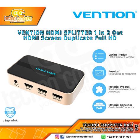 VENTION HDMI SPLITTER 1 In 2 Out Screen Duplicate Full HD ACB