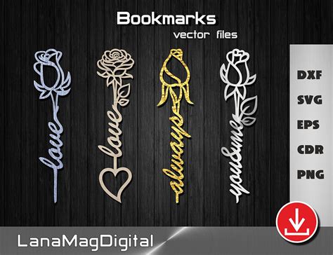 Bookmark Template Svg Dxf Cut File Rose Bookmark Svg for | Etsy UK