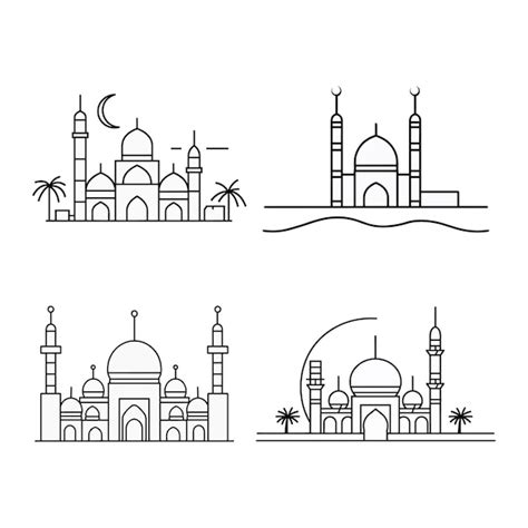 Conjunto De Mezquitas Isl Micas Contorno De Edificios Ilustraci N De