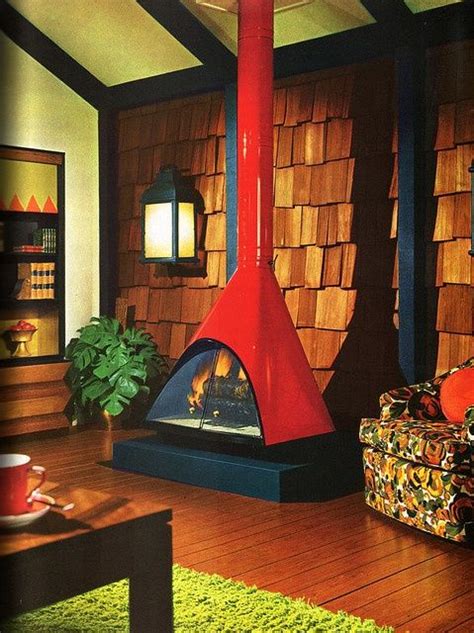 Mid Century Modern Style Old School Hanging Fireplace Retro Home