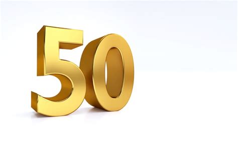 Premium Photo Fifty 3d Illustration Golden Number 50 On White And