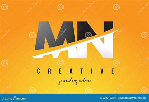 MN M N Letter Modern Logo Design With Yellow Background And Swoosh