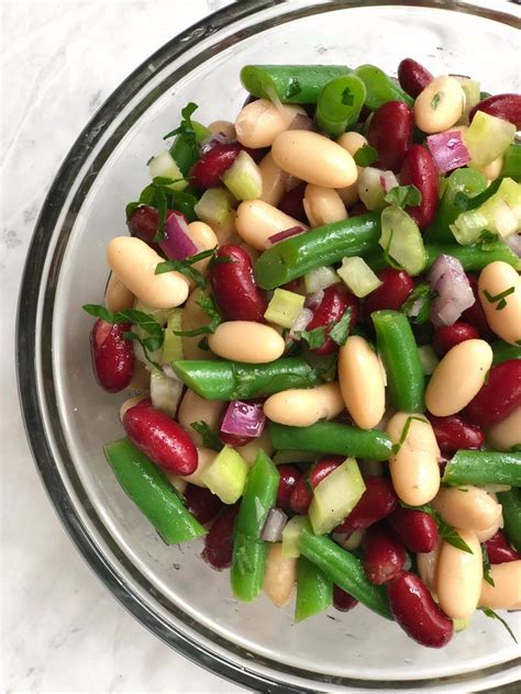 Three Bean Salad With Green Beans Navy Bean And Cannelloni Three