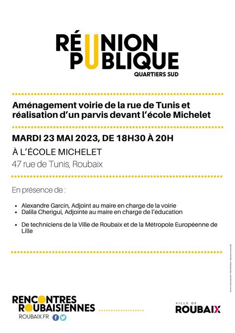 Réunion publique Quartiers Sud Aménagement de la rue de Tunis et