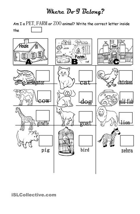 Pet Farm Or Zoowild Animals Vocabulario En Ingles Animales De La