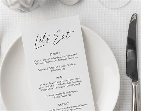 Printed Wedding Let S Eat Menu Custom Wording Wedding Menus