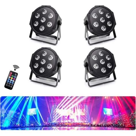 YoKen DMX512 Lot de 4 lampes de scène à LED 7 LED RGBW Éclairage disco