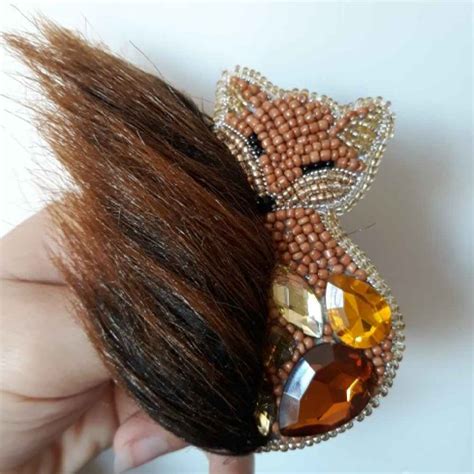 Handmade Beaded Brooch Pin Model Fox Shopipersia