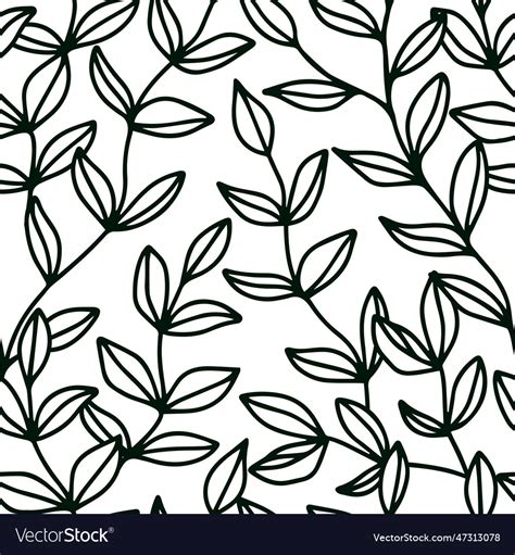 Doodle dark green leaves seamless pattern Vector Image