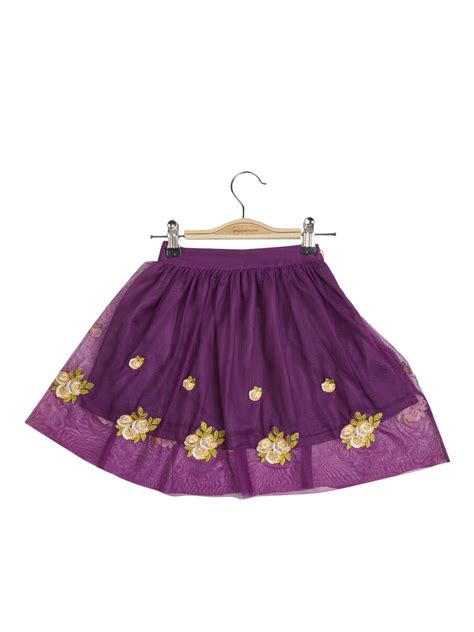 Buy Peppermint Girls Embellished Floral Embroidered Flared Skirts