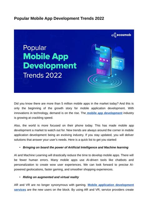 Ppt Popular Mobile App Development Trends 2022 Powerpoint