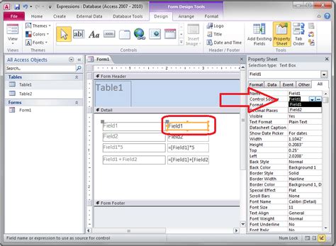 Access Using Expressions Calculated Fields In Form Controls Vba And