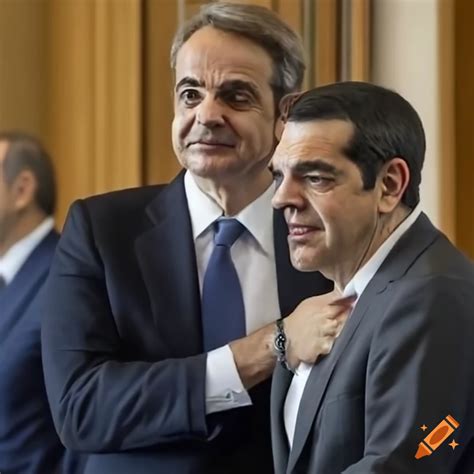 Photorealistic Depiction Of Mitsotakis And Tsipras In A Political