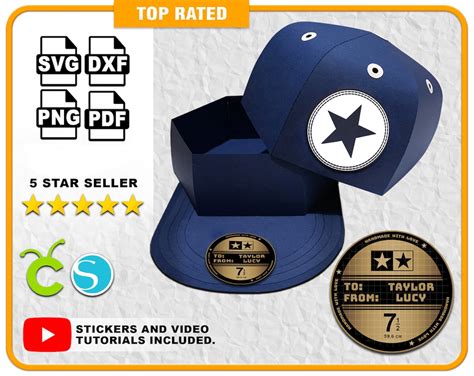 Baseball Cap Box Svg File For Cricut And Silhouette D Gift Box Favour