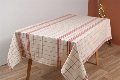 Nappe Coton Carreaux Rouge Naturel Fabriqu E En France