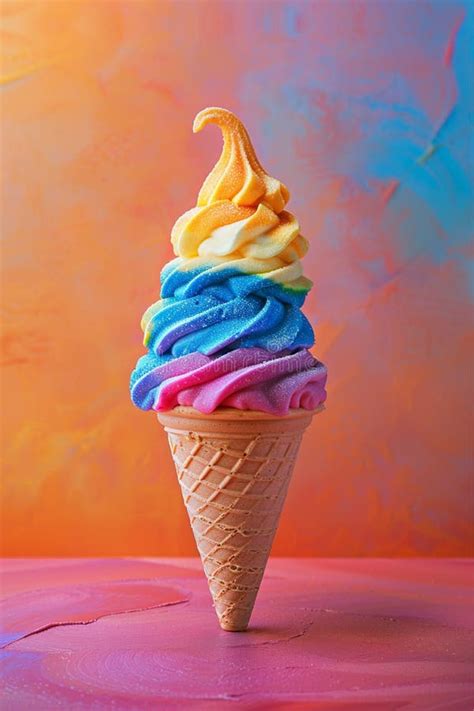 Rainbow Ice Cream In The Cone Stock Illustration Illustration Of