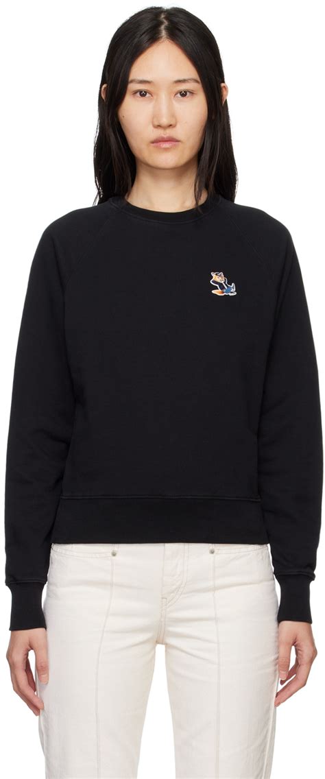 Maison Kitsun Black Dressed Fox Sweatshirt Ssense Uk