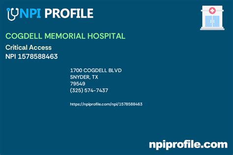 Cogdell Memorial Hospital Npi 1578588463 General Acute Care