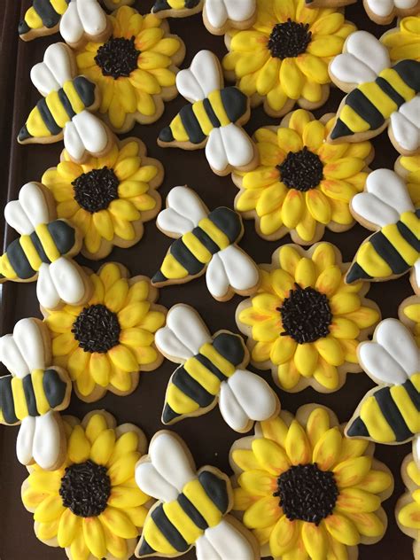 Sunflower Sugar Cookies Sunflower Cookies Bee Cookies Flower Cookies