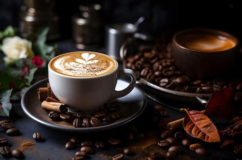 Premium AI Image | Cup of coffee on dark background Aesthetic photo of coffee International ...