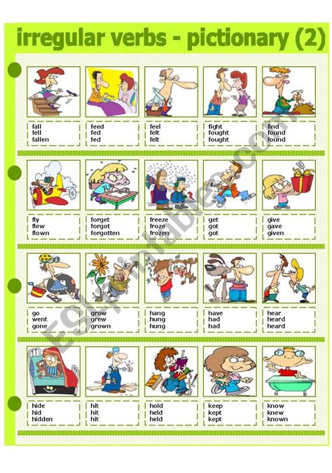 Irregular Verbs Pictionary 2 Part 2 Esl Worksheet By Evadp75