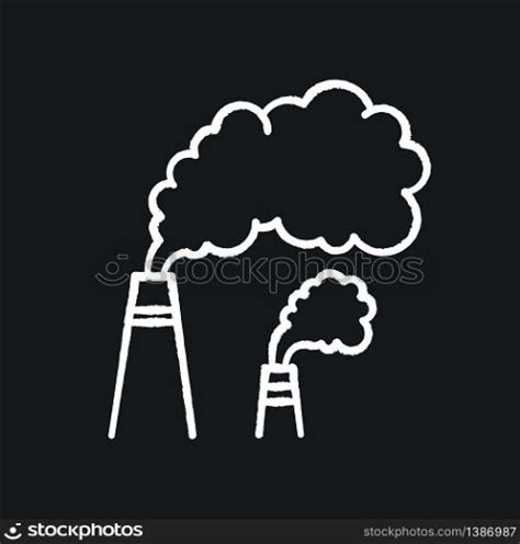 Smoke Chalk White Icon On Black Background Urban Smog Industrial Air Pollution Environment