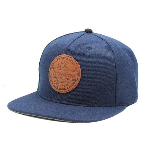 Custom Flat Bill Leather Patch Embossing Snapback Cap Buy Snapback