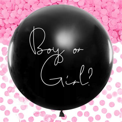 Balon gigant na GENDER REVEAL czarny różowe konfetti dziewczynka 100 cm