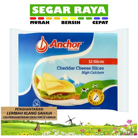 KEJU Anchor Cheddar Cheese Slice 12slices 200g SEGAR RAYA Shopee