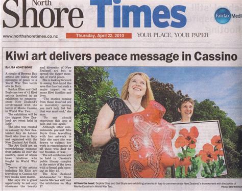 Nz Art Guild Front Page Article In Local Newspaper For Gail Boyle And