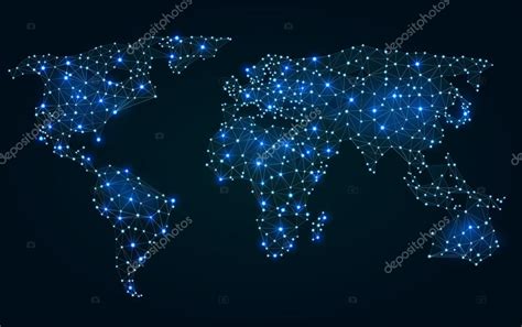 Mapa Del Mundo Poligonal Abstracto Con Puntos Calientes Conexiones De