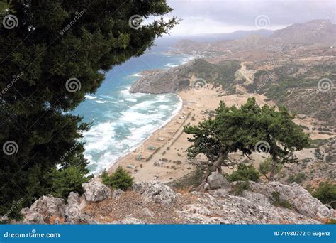 View From Kyra Panagia Tsambika Monastery Tsambika Beach Rhodes