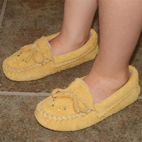 Childrens Genuine Moosehide Suede Soft Sole Fleece Lined Moccasins