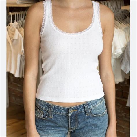 Brandy Melville White Ala Lace Eyelet Tanks Depop