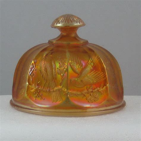 Antique Northwood Marigold Singing Birds Carnival Glass Butter Lid Only Carnival Glass