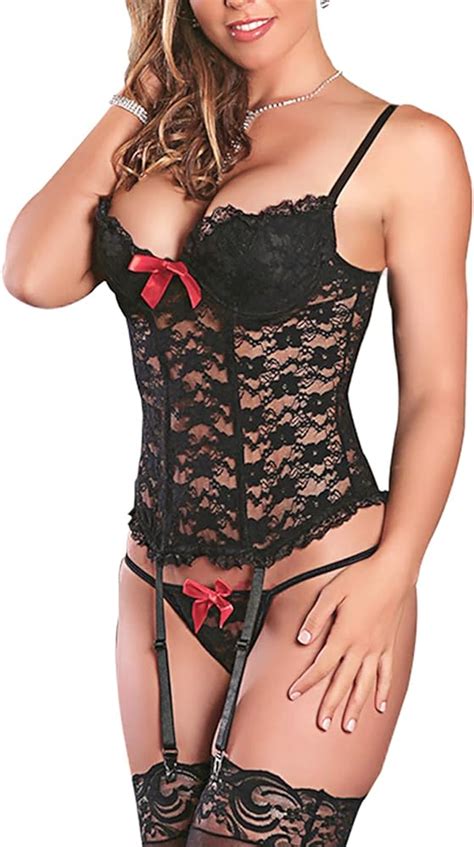 Evababy Plus Size Sexy Corset Garter Belt Lingerie Set For Women Exotic