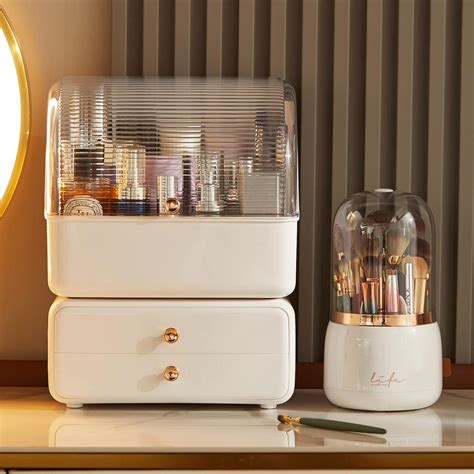 Ltytz Large Makeup Organizer With Brush Holder Makeup And Skincare Organizer For