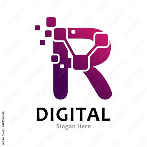 Letter R Pixel Digital Logo Design Vector Suitable For Icon App