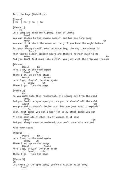 Metallica - Turn The Page | PDF | Song Structure | Songs