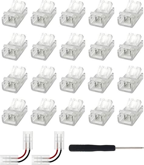 COB LED Strip Connectors 2 Pin 10Pcs Strip To Wire Connector Gapless