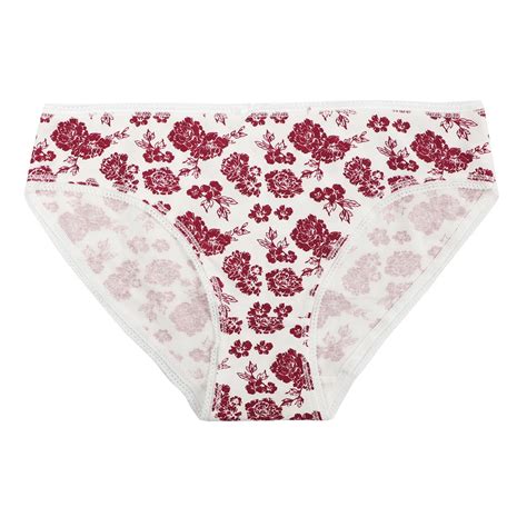 Ladies Cute White Cotton Floral Print Panties Pack 6 In A Bag For