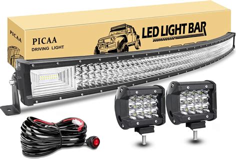 PICAA Led Barre Lumineuse 7D Triple Rangée Incurvé 52 pouces 130cm 675W