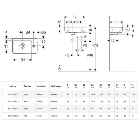 Geberit Selnova Compact Small Projection Handrinse Basin