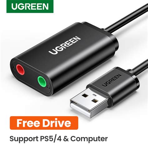 Ugreen Usb Audio Adapter External Stereo Sound Card With Mm