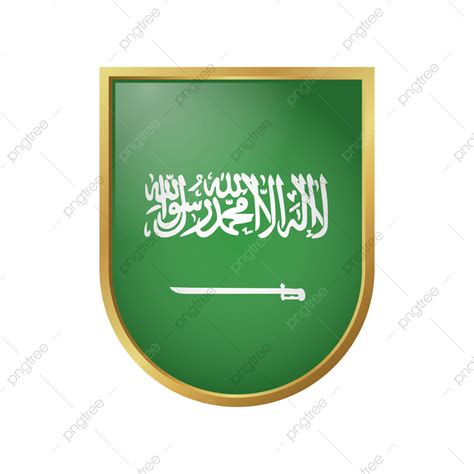 Gambar Vektor Bendera Saudi Arab Dengan Bingkai Emas Arab Saudi