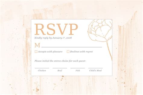 Response Rsvp Card With Meal Choices Template Word Blush Etsy