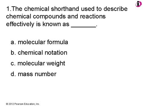 1 The Chemical Shorthand Used To Describe Chemical