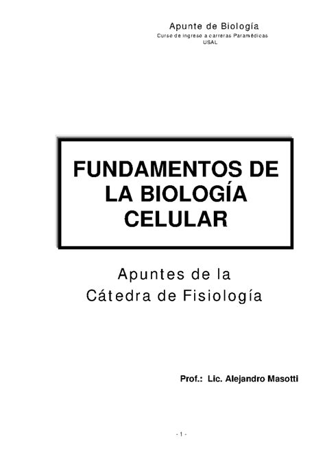 Apuntes Biologia Celular Curso De Ingreso A Carreras Paramédicas Usal Fundamentos De La