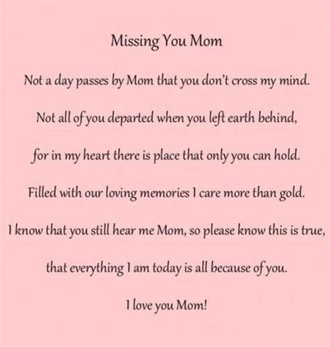 10 Loving Quotes About Missing Mom Miss You Mom Quotes Missing Mom