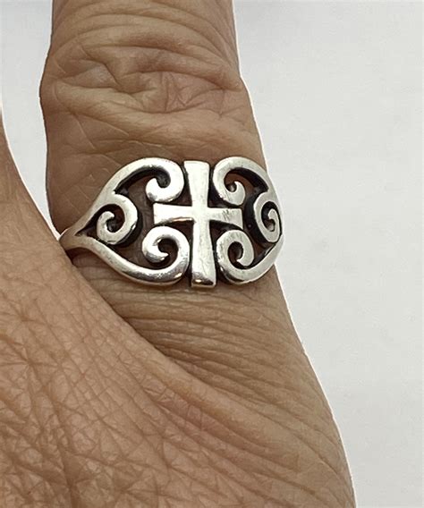 Sterling Silver James Avery Scrolled Heart Center Cross Ring Etsy